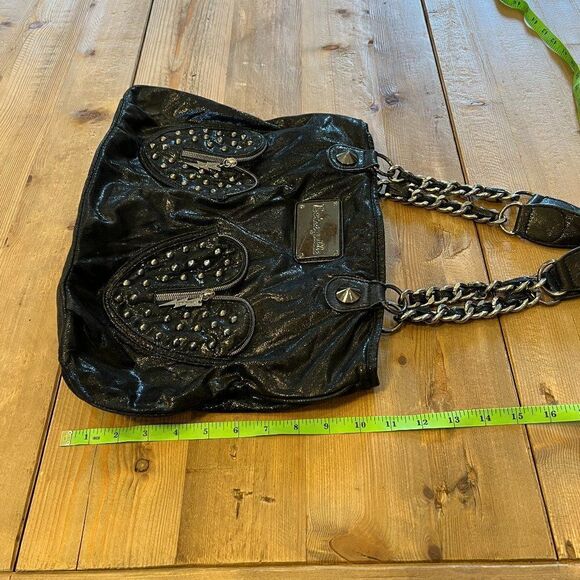 Betsey Johnson Vintage Betseyville Black Heart Studded Bag with Lips - Picture 14 of 15